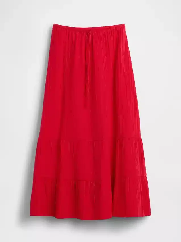 Cotton Gauze Tiered Easy Maxi Skirt