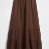 Cotton Gauze Tiered Easy Maxi Skirt