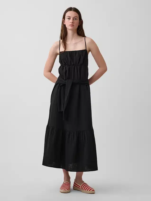 Cotton Gauze Tiered Empire Waist Dress