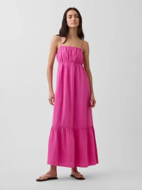Cotton Gauze Tiered Empire Waist Dress