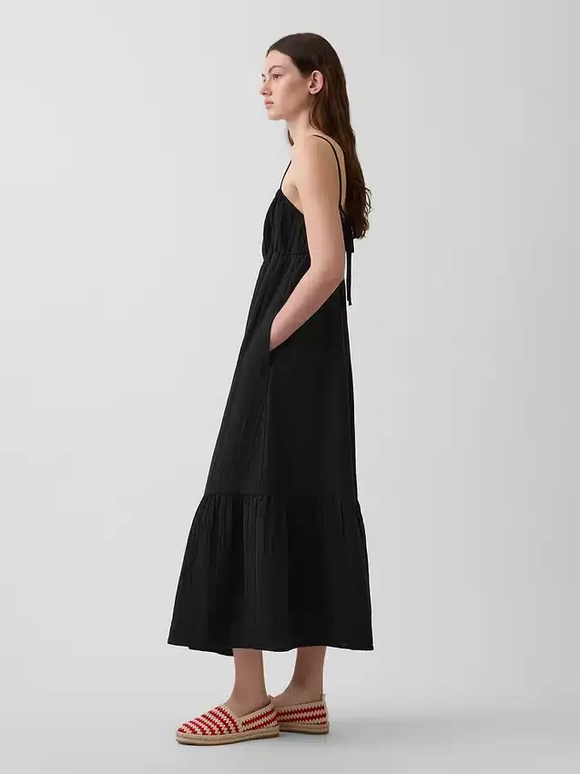 Cotton Gauze Tiered Empire Waist Dress