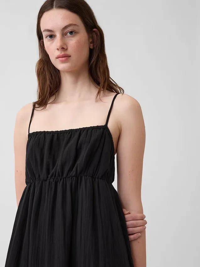 Cotton Gauze Tiered Empire Waist Dress