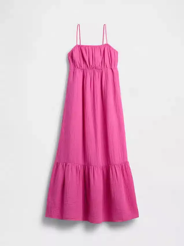 Cotton Gauze Tiered Empire Waist Dress