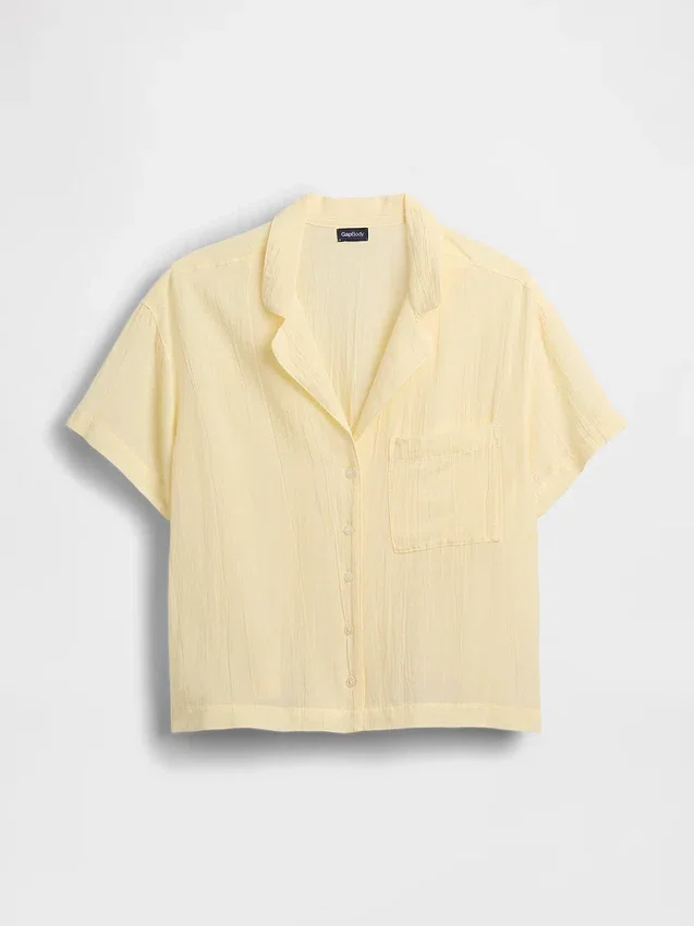 Crinkle Gauze Oversized Pj Shirt
