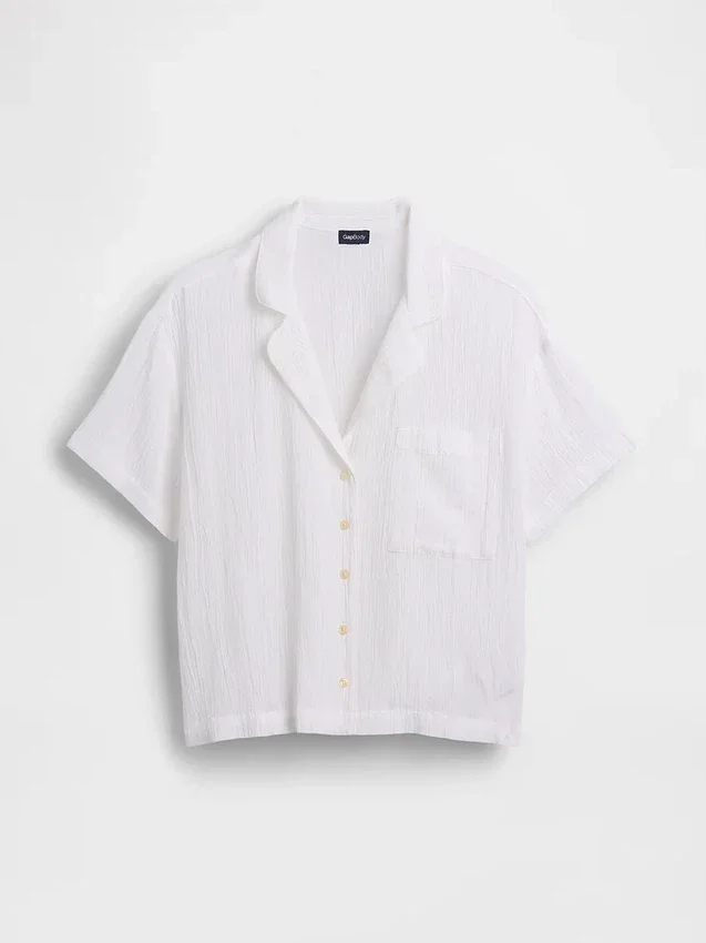 Crinkle Gauze Oversized Pj Shirt