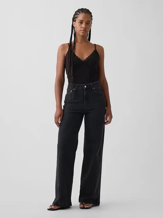 Curvy High Rise Stride Wide-Leg Jeans
