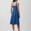 Denim Button-Front Midi Dress