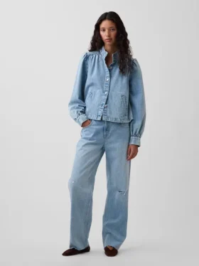 Denim Crop Swing Jacket