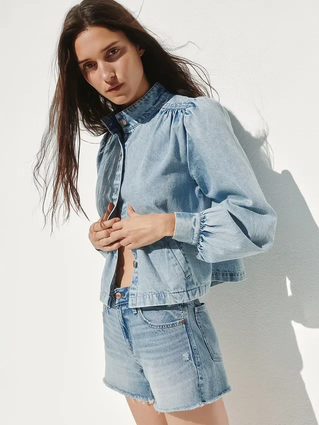 Denim Crop Swing Jacket