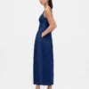 Denim Drop-Waist Corset Midi Dress