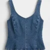 Denim Fitted Peplum Top