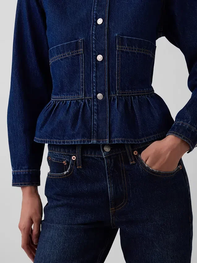Denim Fitted Peplum Top