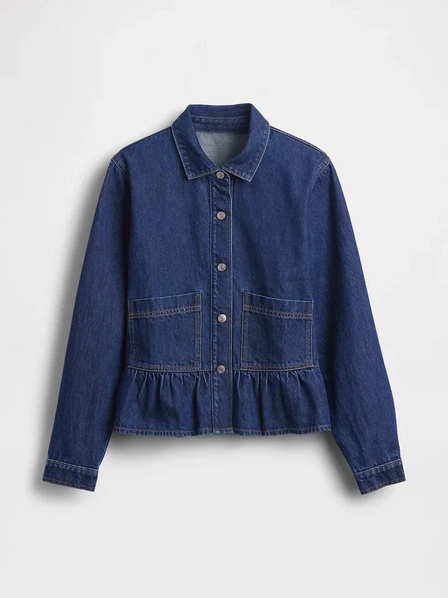 Denim Fitted Peplum Top