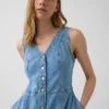 Denim Handkerchief Midi Dress