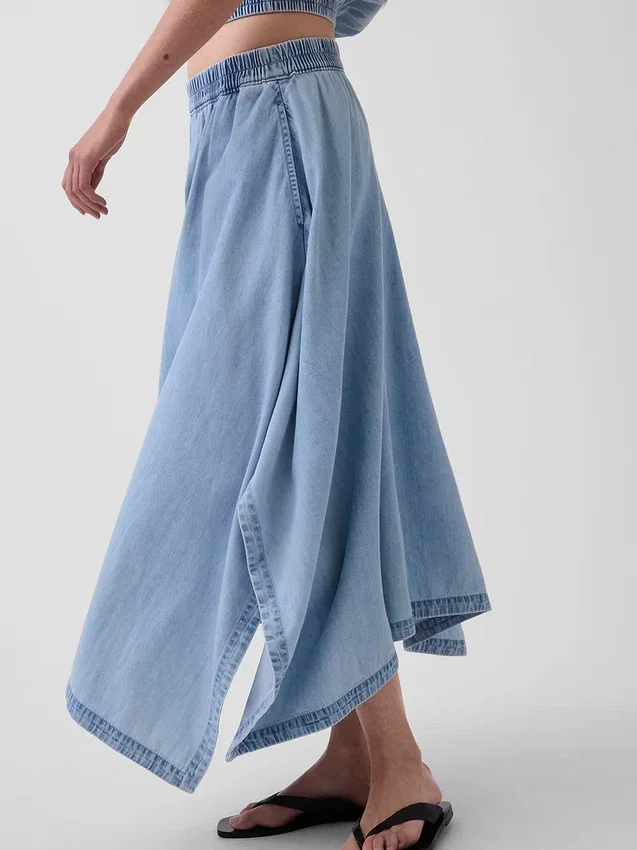 Denim Midi Handkerchief Skirt
