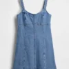 Denim Paneled Mini Dress