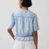 Denim Peplum Crop Top