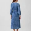 Denim Pieced-Waist Midi Dress
