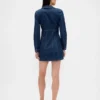 Denim Pleated Mini Dress