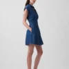 Denim Pleated Mini Shirtdress