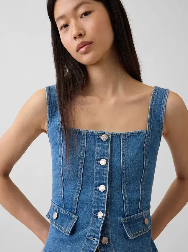 Denim Pocket Corset Top