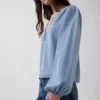Denim Puff-Sleeve Top