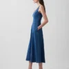 Denim Scoop Neck Maxi Dress