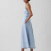 Denim Seamed Corset Maxi Dress
