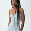Denim Seamed Corset Maxi Dress