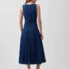 Denim Seamed Zip-Front Midi Dress
