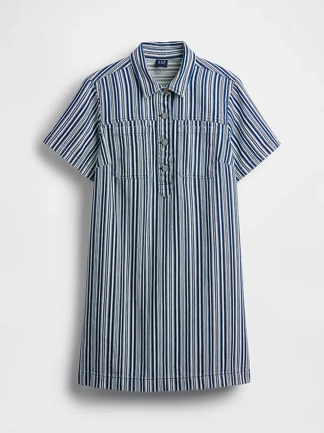Denim Stripe Popover Mini Dress