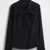 Denim Tie-Neck Shirt