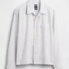 Dobby Stripe Relaxed Straight-Hem Shirt