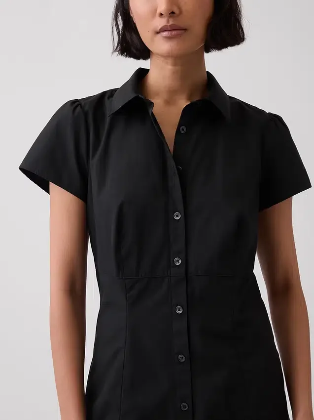 Empire-Waist Mini Shirtdress