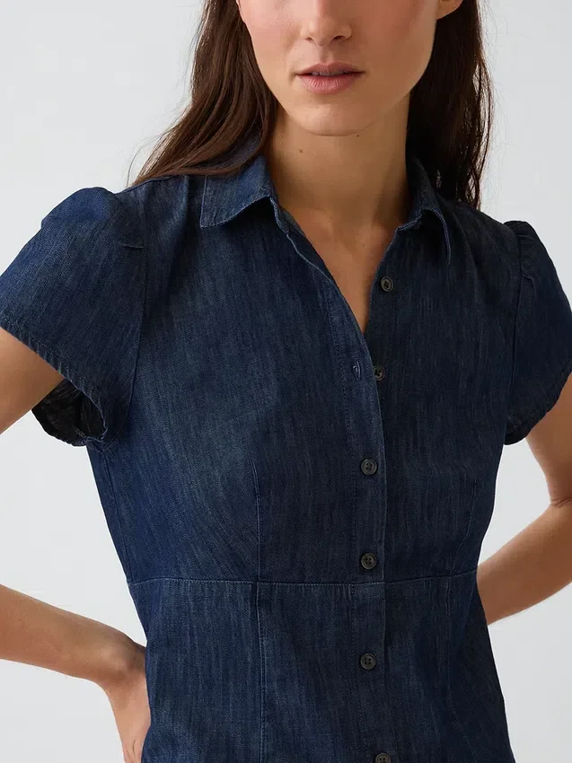 Empire-Waist Mini Shirtdress