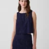 Eyelet Crop Shell Tank Top