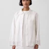Eyelet Hem Relaxed Shirt Jacket