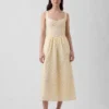 Eyelet Seamed Drop-Waist Maxi Dress