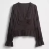 Eyelet V-Neck Peplum Top