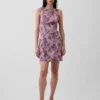 Floral Boatneck Open-Back Mini Dress