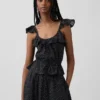 Flutter-Sleeve Tie-Waist Top