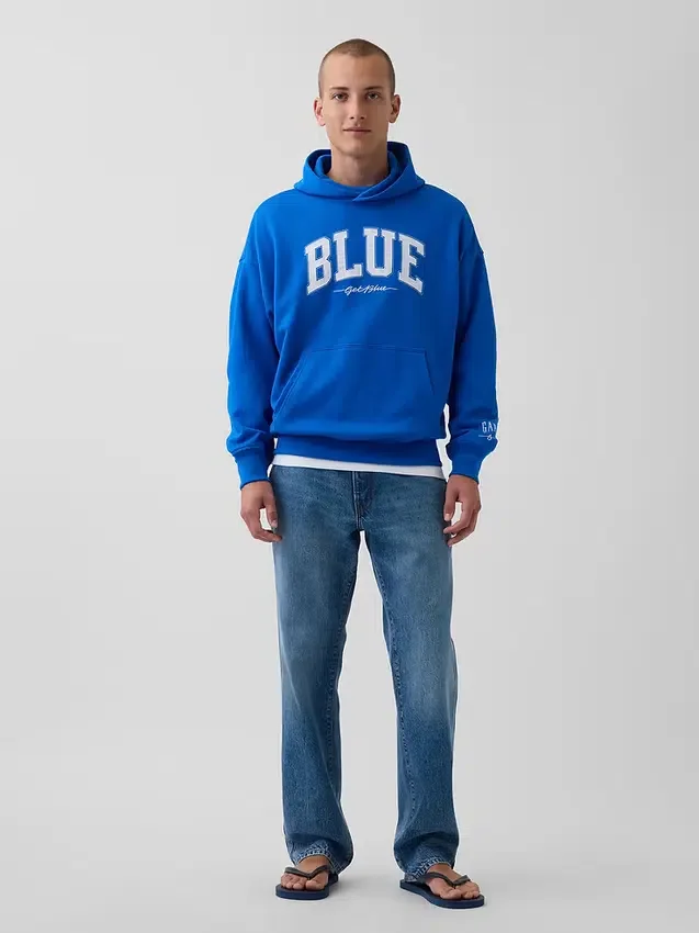 Get Blue Heavyweight French Terry Logo Hoodie