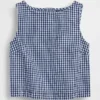 Gingham Denim Crop Shell Tank Top