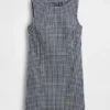 Gingham Denim Shift Mini Dress