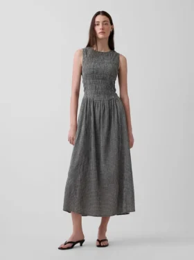 Gingham Smocked Drop-Waist Maxi Dress