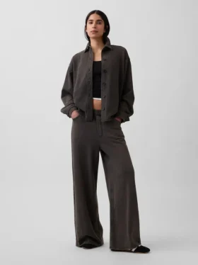 Heavyweight French Terry Oversized Button-Front Shirt