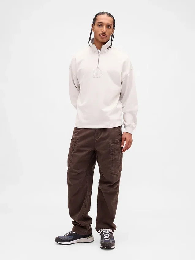 Heavyweight Oversized Logo Quarter-Zip Pullover