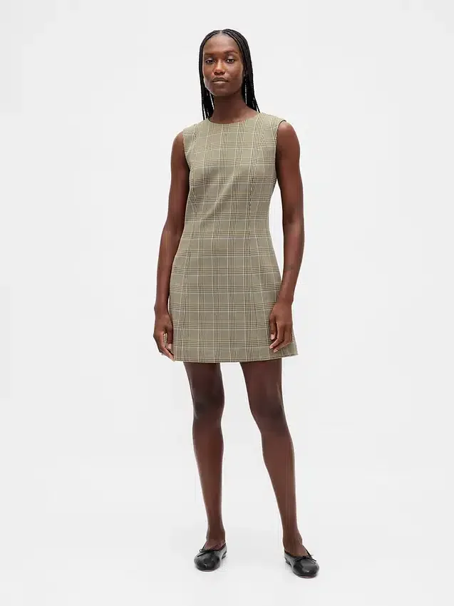 High-Neck Mini Shift Dress