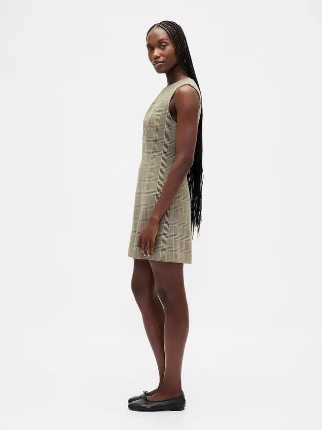 High-Neck Mini Shift Dress