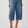 High Rise Belted Barrel Culotte Jeans
